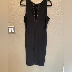 White House Black Market Elegant Black Lace-Up Dress